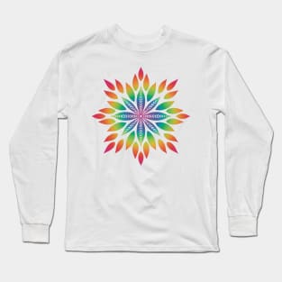 Rainbow Sunburst Mandala Long Sleeve T-Shirt